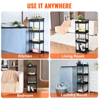 VEVOR 4-Tier Rolling Utility Cart Kitchen Organizer Shelves with Wheels Storage Trolley for Office Living Room Clearance Sale