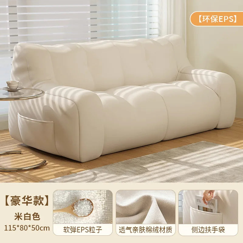 Small Double Bean Bag Sofa Double Seat Reclining Soft Comfortable Sofa Balcony Bedroom Washable Fabric Sofa