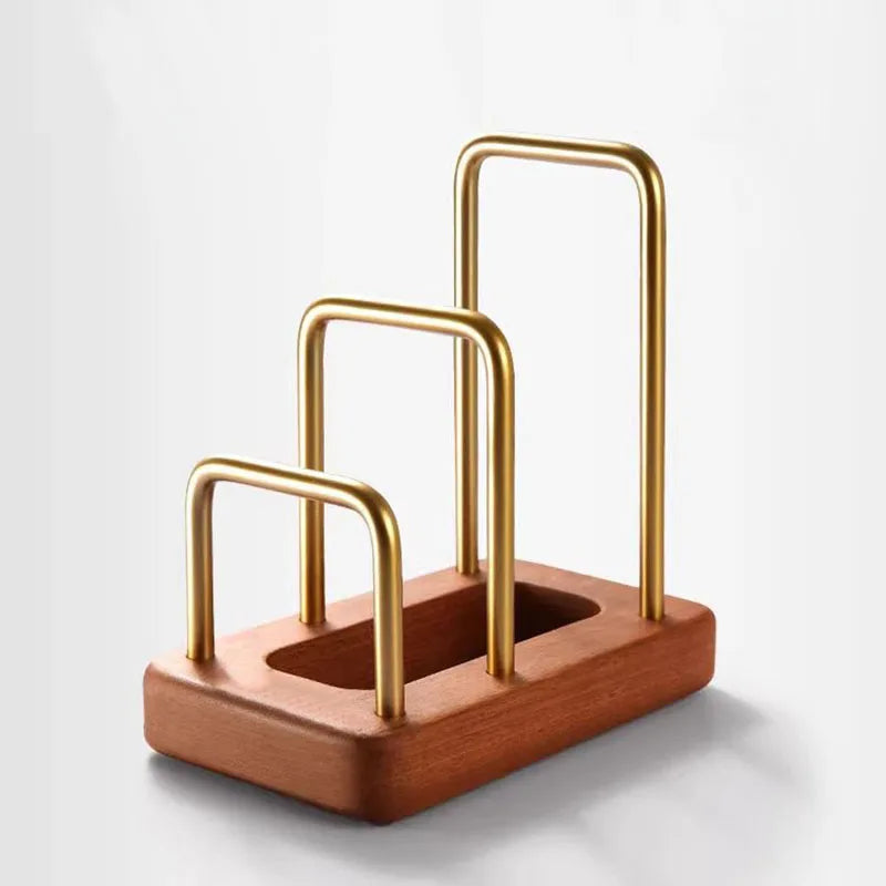 Solid Wood Cutting Board & Pot Lid Rack, Kitchen Countertop Drainable Storage Rack, New-Style Chopping Board Organizer
