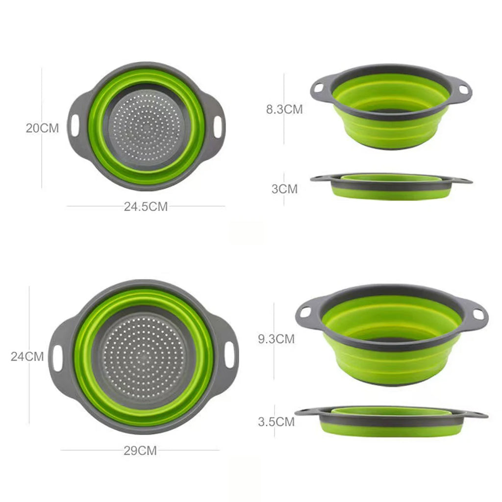 Kitchen Vegetable Washing Utensil, Circular Retractable Folding Drain Basket, Filter Basket, Vegetable Washing Basin, Fruit Blue