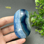 Natural Blue Agate Palm Play Healing Spiritual Meditation Chakra Witchcraft Prayer Energy Feng Shui Home Decor Gift
