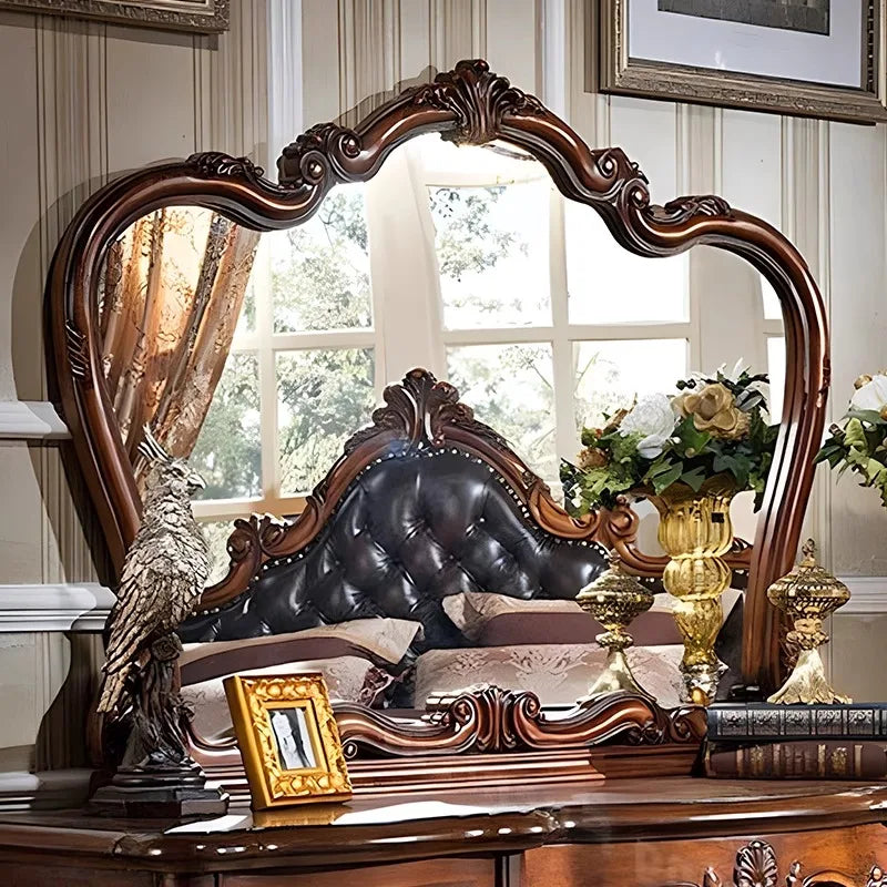 Nordic Hollywood Chair Vanity Wood Storage Mirror Organizer Luxury Dressers Bedroom Makeup Seating Penteadeira Furniture Home