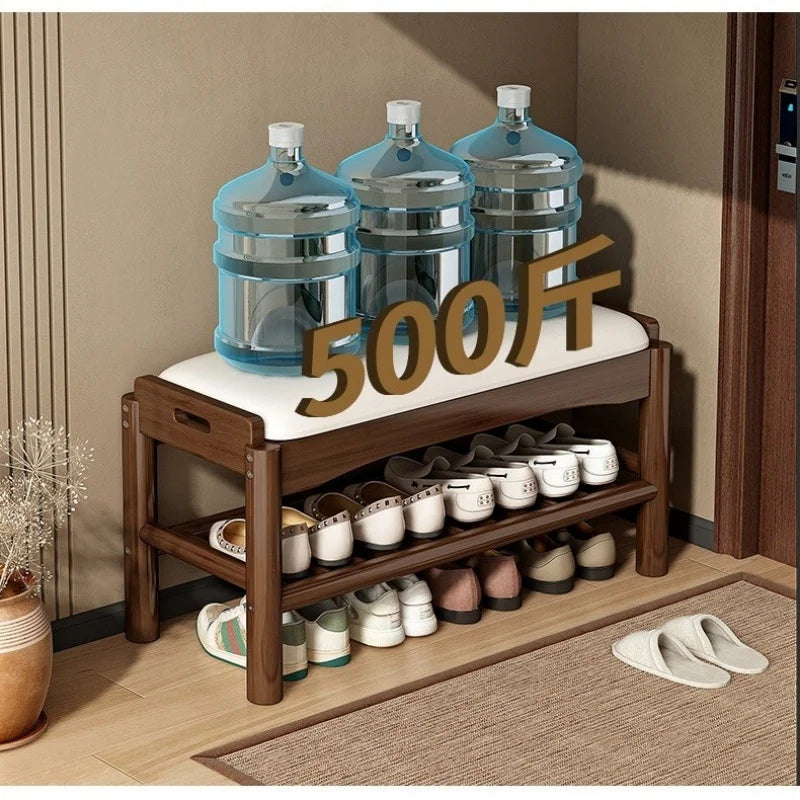 Shoe changing stool, home entrance shoe rack, can sit, in door shoe stool, solid wood shoe cabinet, living room entrance storage