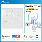 3A Water Floor Heating System Smart WIFI Thermostat with Central Actuators Connecting 8Sub-chamber Hub Controller For Gas Boiler