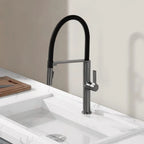 Gunmetal Rubber Kitchen Faucet Mixer Rotation Pull Down Stream Sprayer Taps Hot And Cold Water Single Hole Single Handle Faucet