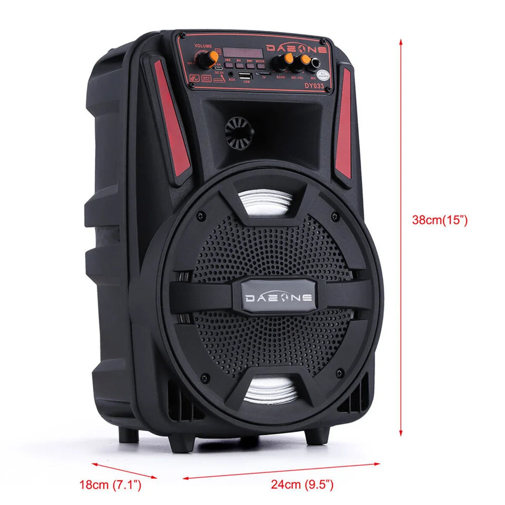 1000W Portable Bluetooth Speaker 8" Subwoofer Heavy Bass Sound System Party With Remote and Mic Led Light DJ karaoke Speaker