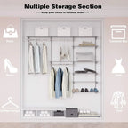 Tangkula 4 To 6 Ft Custom Closet Organizer System Kit, Wall-Mounted Storage Organizer With Wire Shelving And Hanging Rods,