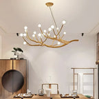 Resin Tree Branch Glass Bubble LED Pendant Chandelier for Retro Home Decor