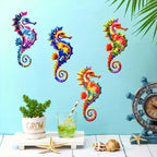 Eye-catching Metal Ocean Seahorse Wall Decor Hanging Wall Outdoor Garden Sculpture Statue Home Yard Pool Bathroom Living Room