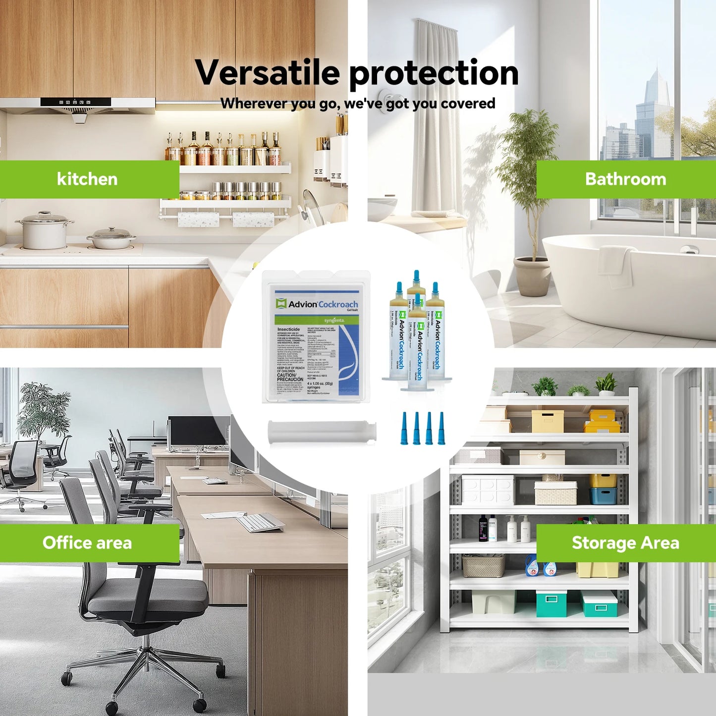 Advion Cockroach Gel Bait (4 Tubes) | Indoor/Outdoor Roach Killer Gel