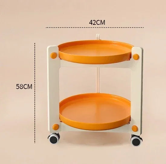 Household Living Room Movable Coffee Table Nordic Minimalist Wheeled Cart Bedside Circular Storage Rack
