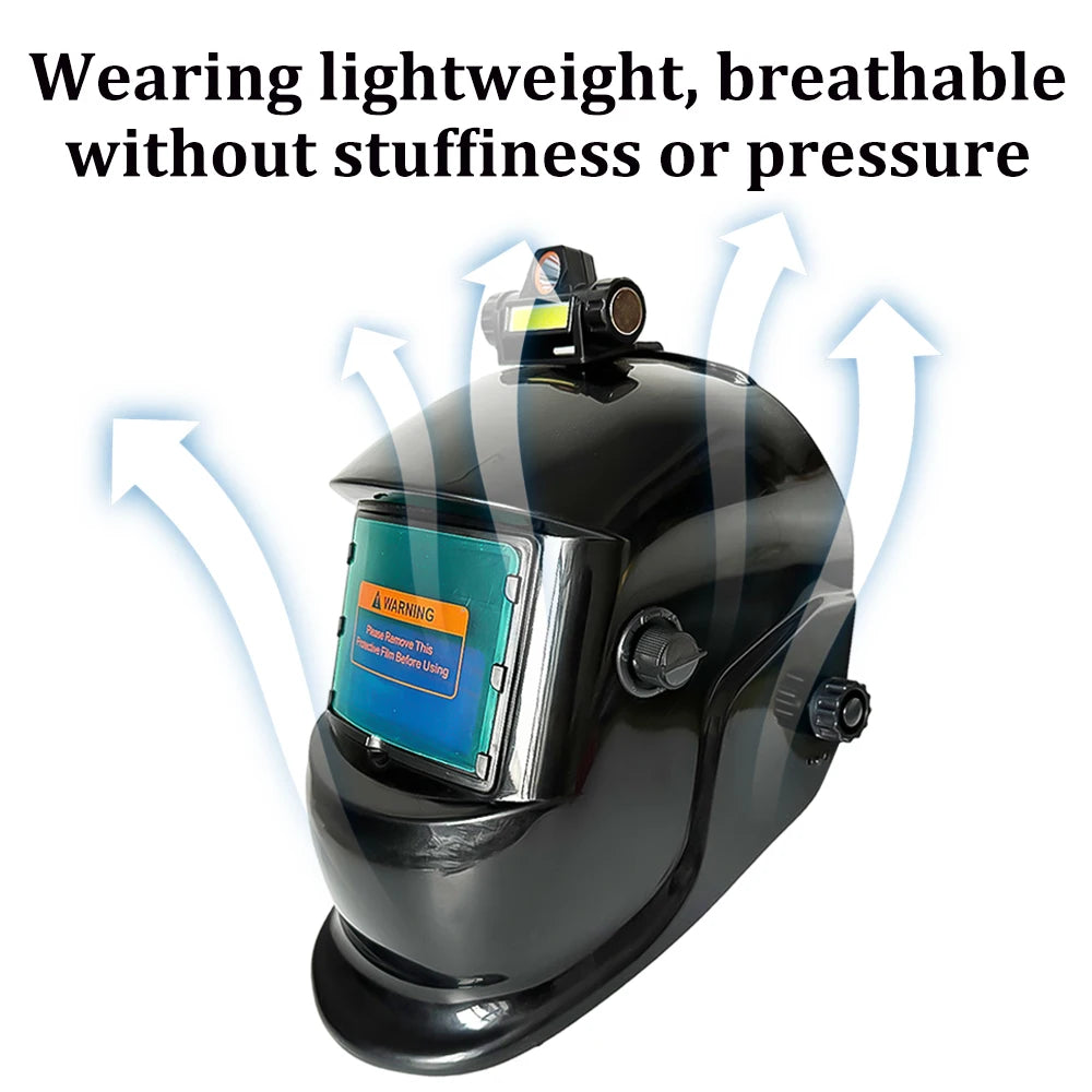 Welding Mask Headworn 180° Large Viewing Auto Darkening Welding Helmet High Temperature Resistance Protective Welder Mask Hat