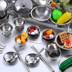 25Pcs Children Stainless Steel Pretend Play Food Kitchen Cookware Set Toy Mini Cooking Game Pot  Shovel Tinplate Kid Kitchen Toy