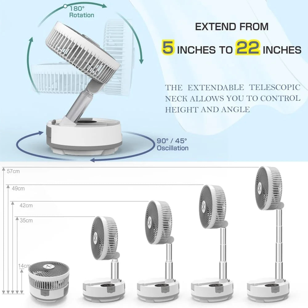 Portable Standing Oscillating Fan with Remote 20000mAh White Rechargea