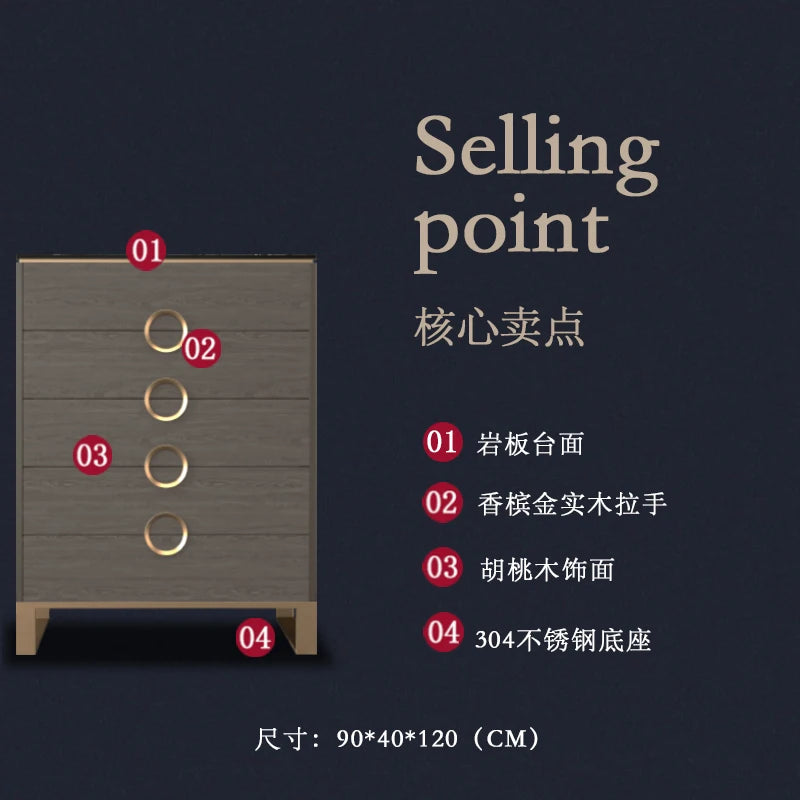 Italian minimalist luxury chest of drawers living room bedroom rock slab storage cabinet dressers Bedroom Furniture entirety