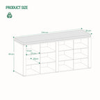 Shoe Bench with Cushion, Entryway Storage Bench with 12 Cubbies, Cubby Shoe Rack with Adjustable Shelves, Shoe Organizer Cabinet