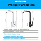 Black/silver Kitchen Faucets 7-shaped Copper Alloy Kitchen Hot And Cold Mixing Faucet Single Handle Deck Mounted