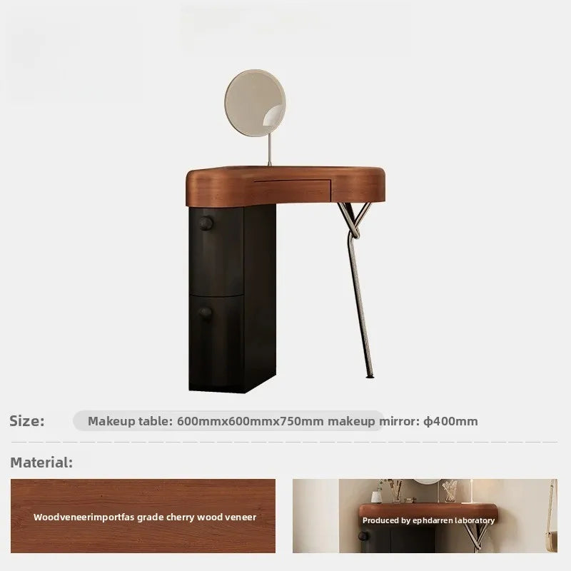 Portable Wood Vanity Tables Black Stool Small Chair Drawers Makeup Dressers Bedroom Girl Mirror Corner Coiffeuse Furniture Home
