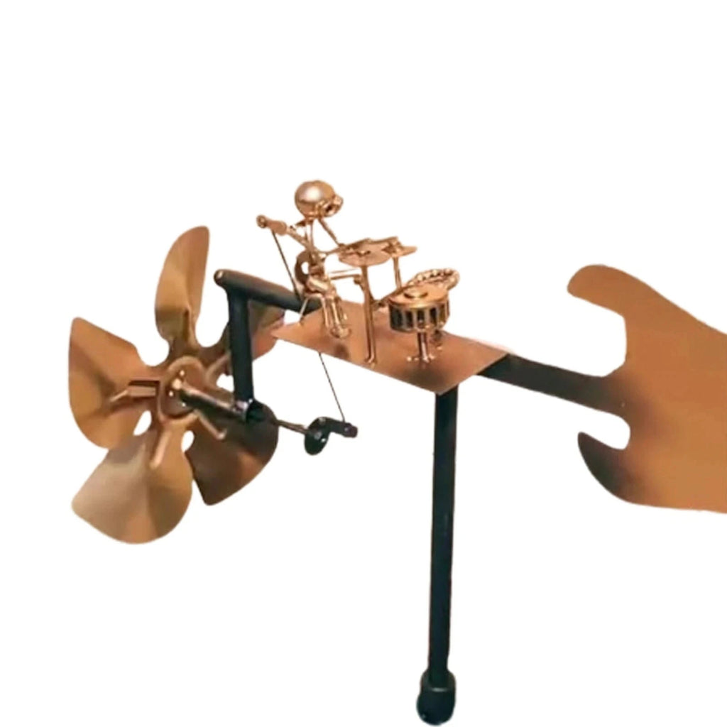 Metal Wind Spinner Metal Drummer Windmill Statue Decorative Wind Power Rock Art Statue for Garden Yard Patio Lawn Porch Backyard