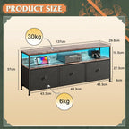 Anajqaqia TV Cabinet, LED Colour Changing TV Cabinet with 3 Drawers, TV Table, with Open Storage Space for Living Room, Bedroom