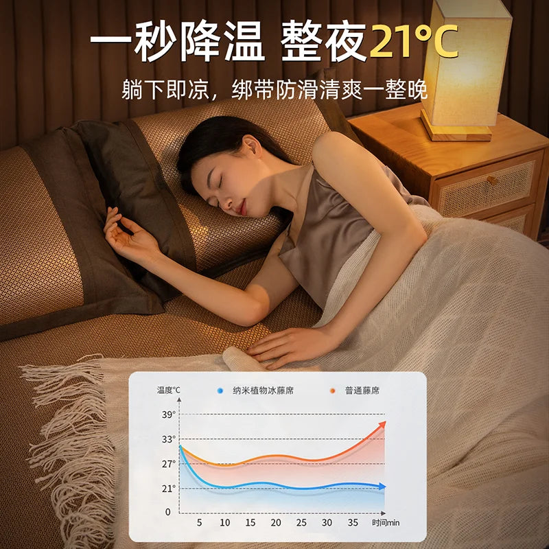 Ice silk mat summer rattan mat summer bed hat style mat sheets dual-use washable straw mat baby bamboo mat