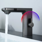 Gun Grey Smart Sensor Basin Faucet Digital Display Screen Hot Cold Water Mixer Tap Vanity Touchless Faucet For Bathroom Basin