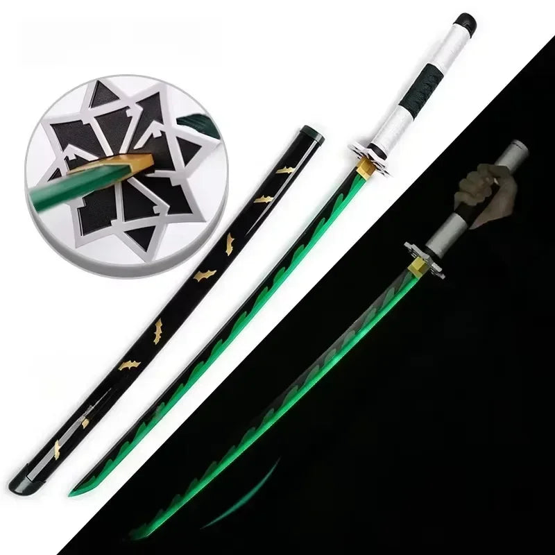 104cm Demon Slayer Bright Katana LED Light Sword Kimetsu No Yaiba Anime Cosplay Prop Real Size Japanese Katana Samurai Sabre