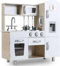 Kids Wooden Pretend Cooking Kitchen Playset with Cabinets for Toddler