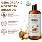 MAYJAM Pure Organic Moroccan Argan Oil Massage On Face, Hair, Body Sweet Almond Oil Cold Pressed USDA Certified 473ml Face Oil