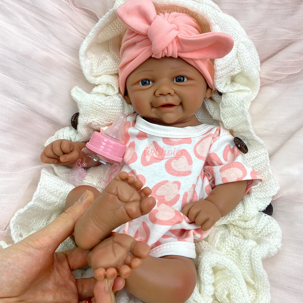 18" Washable Silicone Reborn Baby Girl/Boy Vivienne Open Mouth Realistic Newborn Doll Spain Muñeca For Kids Age 3+ Children Gift