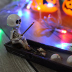 Skull Boat Incense Burner Halloween Decoration Skeleton Incense Holder Tabletop Ornament for Desk Table Cabinet Office Gift