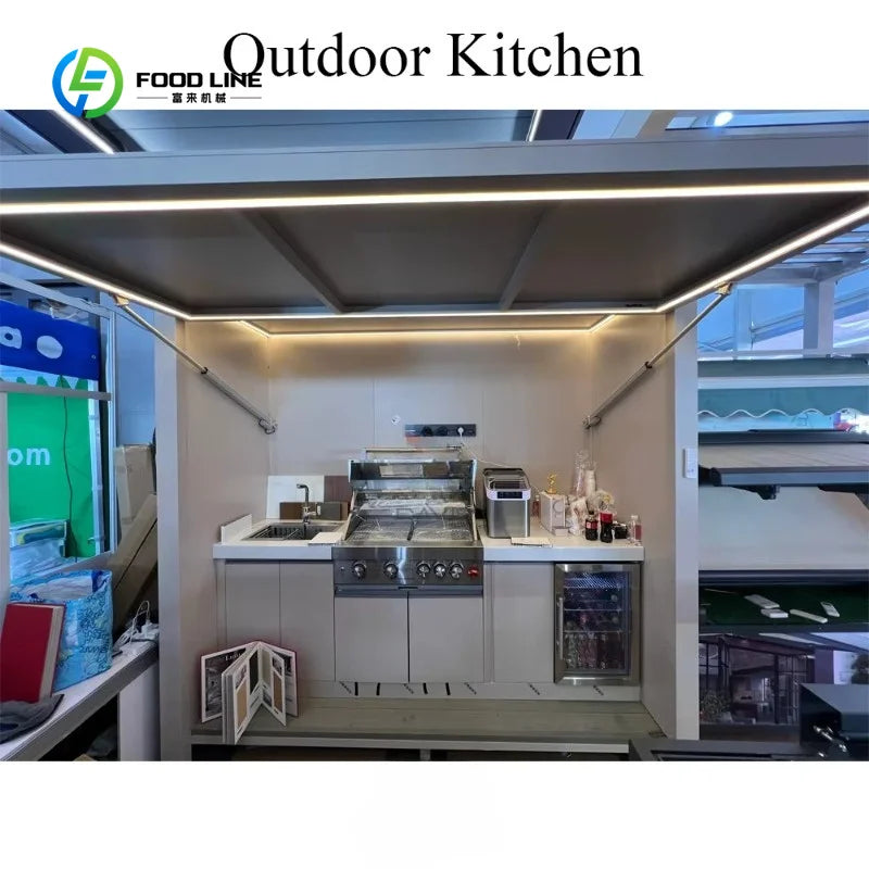 Customized Outdoor Kitchen Island with Aluminum Alloy Frame Sink and Storage Lightweight Durable and Perfect for Cooking Spaces