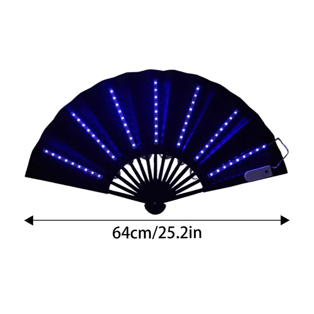 Light Up Folding Hand Fan LED Hand Fan For Dancing Stage Performance Props For Wedding Night Club Hot Weather Cooling Tools