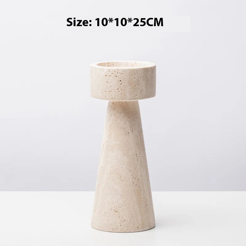 New Chinese Style Yellow Travertine Candle Holder - Elegant Home Decor for Living Room, Coffee Table, Dining Table & Model House
