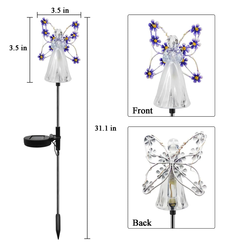 1/2/4Pack Solar Garden Light Fairy Angel Solar Powered Fairy Light LED Outdoor Decorative Pathway Light for Cemetery Grave Yard
