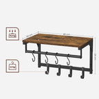 VASAGLE Wall wardrobe wall shelves with 8 hooks, 40x24x24 cm (L X W X H)