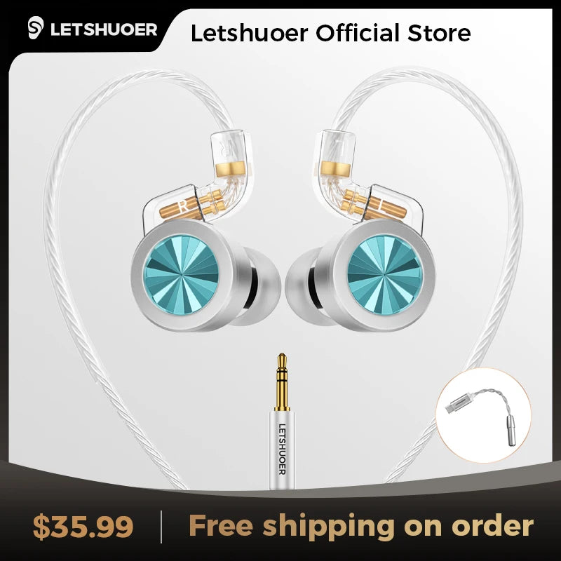 LETSHUOER D02 Type-C In-Ear Monitor 11mm Dynamic Driver Earphones Replaceable Cables Gaming Earbuds