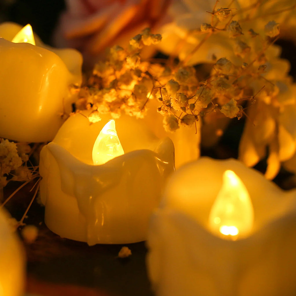 12/24Pcs Remote Flameless Votive Candles Flickering LED Tealights Realistic Battery Operated Candle for Wedding Christmas Decor