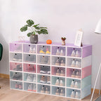 20Pcs Foldable Shoe Storage Boxes with Lids Transparent Stackable Containers Drawer Style PP Plastic Shoe Organizers