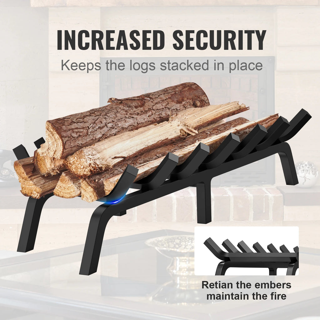 VEVOR Fireplace Log Grate Fireplace Grate with 6 Legs 3/4’’ Solid Powder-coated Steel Bars Log Firewood Burning Rack Holder