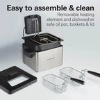 Electric Deep Fryer with 2 Baskets and Lid, 4.5 Liters / 19 Cups Oil Capacity, Temperature Control, View Window,
