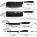 6pcs Kitchen Knife Set with Knife Holder High-grade Black Steel Knife Set Gift Knife Stainless Steel Kitchen Utensils Household