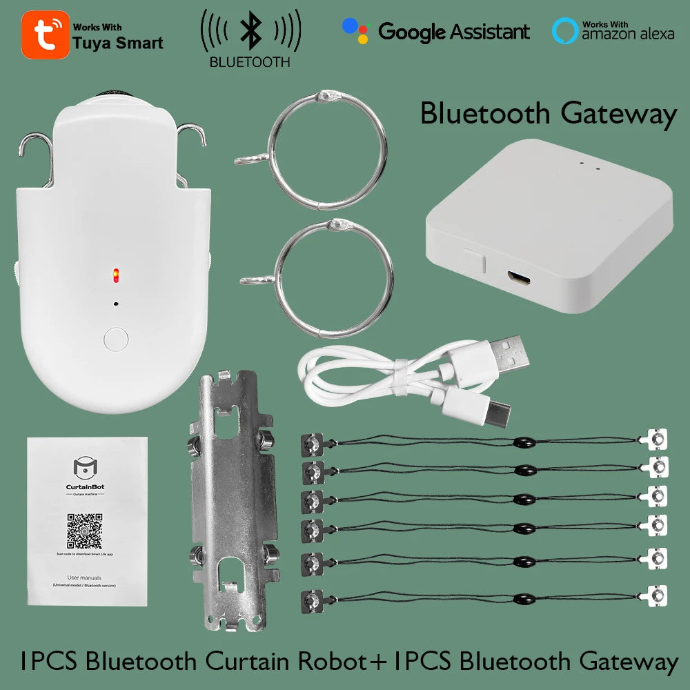 LifeLibero Tuya Smart Curtain Robot Bluetooth Curtain Motor Smart Life Fit to Electric Curtain Rail Track Rod I U Support Alexa