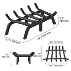 VEVOR Fireplace Log Grate Fireplace Grate with 6 Legs 3/4’’ Solid Powder-coated Steel Bars Log Firewood Burning Rack Holder