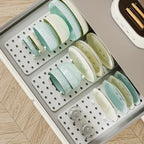 Household Perforated Kitchen With Retractable Dish Rack And Drain Tray Partition Design, Kitchen Countertop And Cup Storage Rack