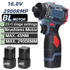16.8V Brushless Screwdriver Lithium Electric Drill Rechargeable Hand Drill Screwdriver Electric Tool Torque Drill Repairing Kit