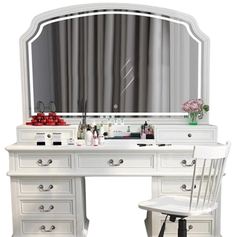 Wooden White Mirror Vanity Table Living Rooms Luxury Salon Drawers Dresser Living Room Beauty Schmink Tisch Bedroom Furniture