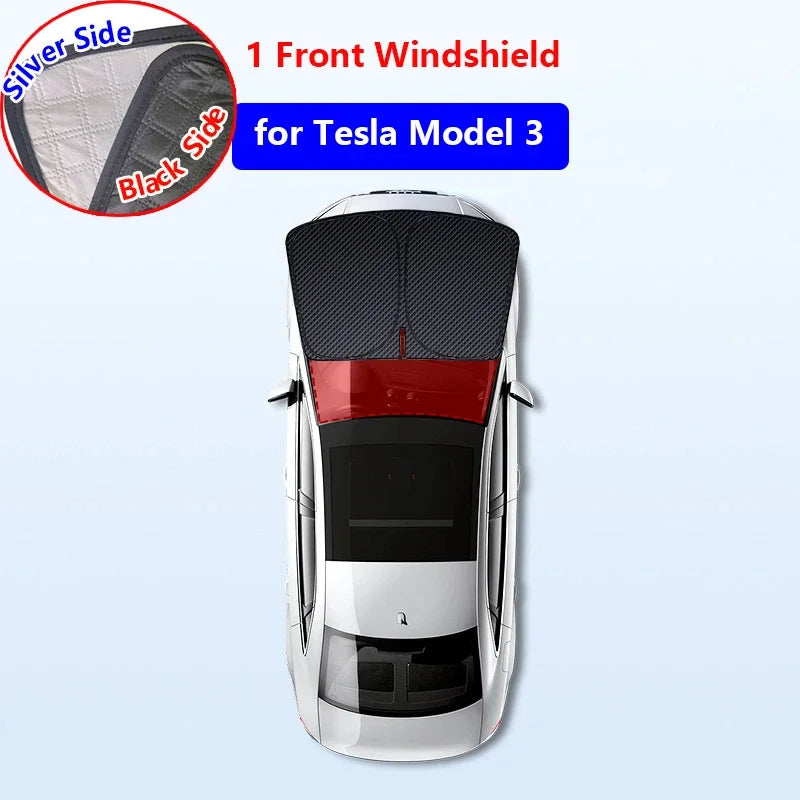 For Tesla Model 3 Highland 2024 Sunshade Accessories Silver Thick Sun Shade Tesla Model Y Juniper 2025 Window Windshield Shading