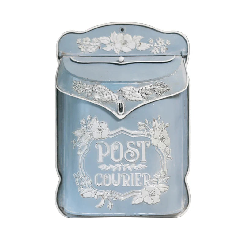 Outdoor Metal Mailbox Farmhouse Design Vintage Style Post Box for Leaving Message Wall Mounted Post Garden Decoration