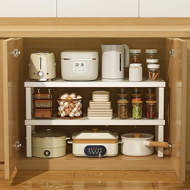 Kitchen Desktop Shelf Layered Storage Partition Rack Small Shelf for Storing Dishes Seasonings in The Cabinet Home Organization